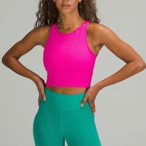 Lululemon Power Pivot Tank Top Rib Stretch Sonic Pink Reversible Front Back XS